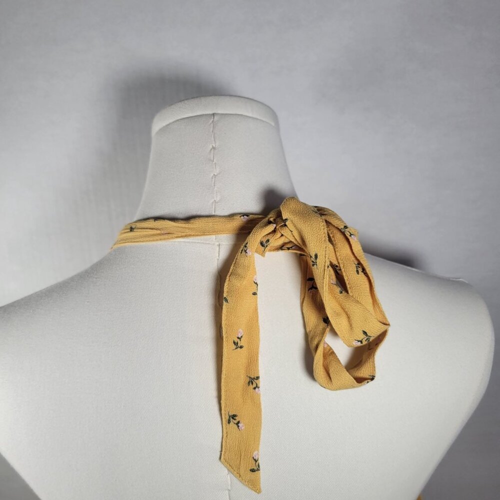 American Eagle Outfitters Women Backless Yellow Ditzy Floral Halter Size XL - Picture 9 of 12